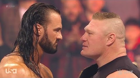 Drew McIntyre Claymore Kicks Brock Lesnar into Tomorrow part 1/1 Raw: March 2, 2020
