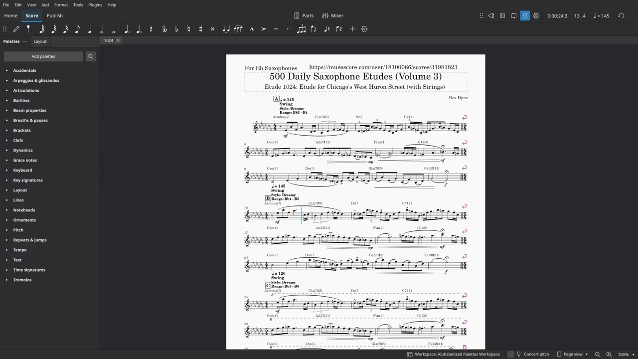 Saxophone Etude 1024 - Rex Djere