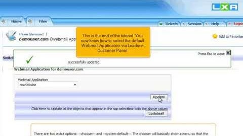 How to choose a default webmail application in LxAdmin/Kloxo (Flipper Host)