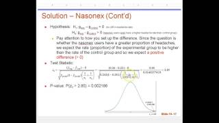 Two proportions test of hypothesis