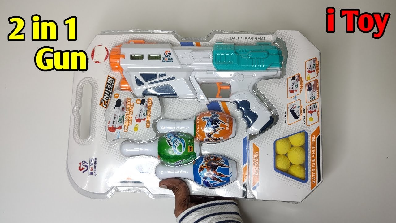 Dual Fire Gun 3 in 1 bowlings, water fire Unboxing