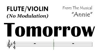 Tomorrow Flute Violin Sheet Music Backing Track Partitura From Annie