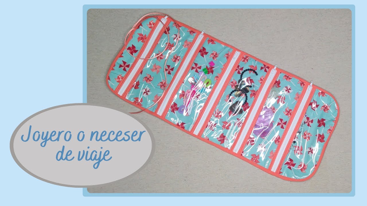 Como hacer un joyero o neceser de viaje con bolsillos transparentes