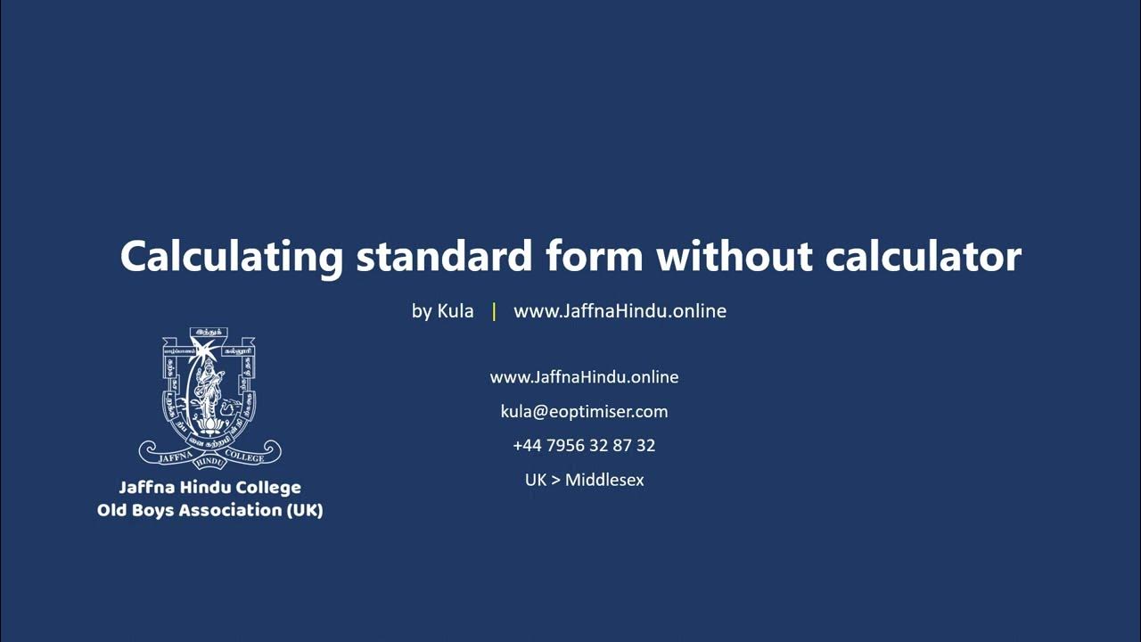 Calculating standard form without calculator - YouTube