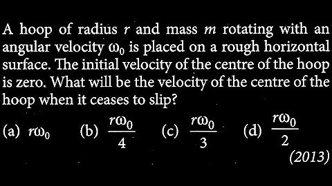 A hoop of radius r and mass m rotating with an angular velocity omega_{0} is placed RT DTS 25 Q10