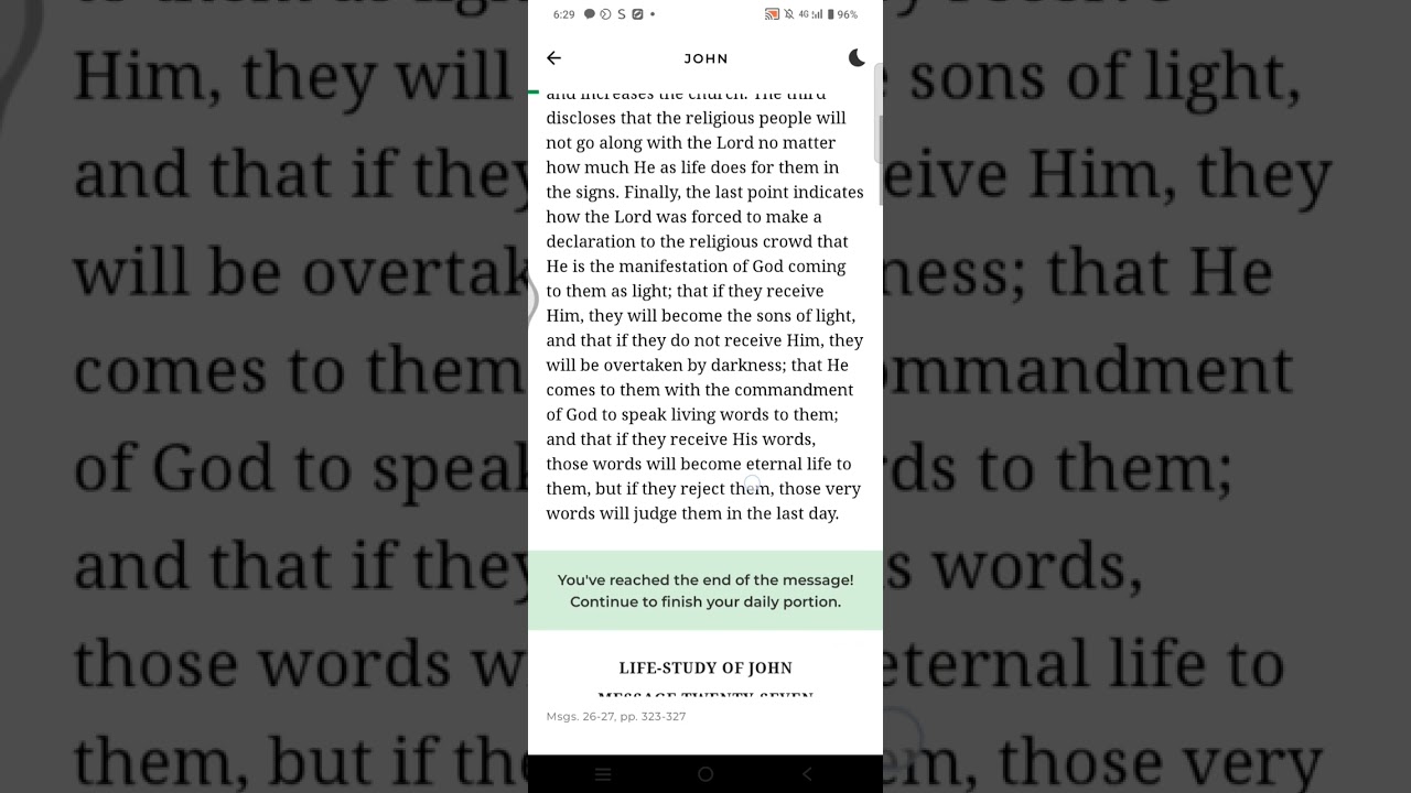 Life study of John- day 106 reading 