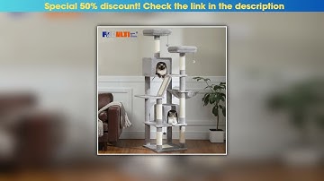 First Look Large Cat Tree Tall Cat Tower for Indoor Cats Multi-Level Plush Cat Condo with Scratchin