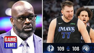 NBA Gametime reacts to Luka Doncic hits a 3 pointer with 3 seconds as Mavericks beat Wolves 109-108