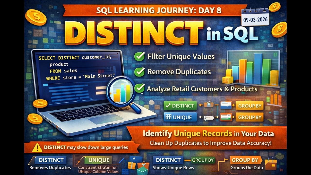 SQL Learning Journey – Day 8 | DISTINCT Keyword Explained - YouTube