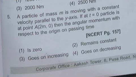 (A particle of mass mis moving with a constant velocity parallel to the y-axis if at f partic