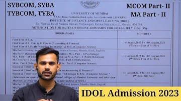 IDOL Online Admission 2023 | SYBCOM | SYBA | TYBCOM | TYBA | MCOM & MA PART 2
