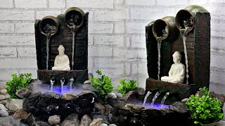 Amazing Creativity New Cemented Waterfall Fountain | How to Make Indoor Desktop Waterfall Fountains