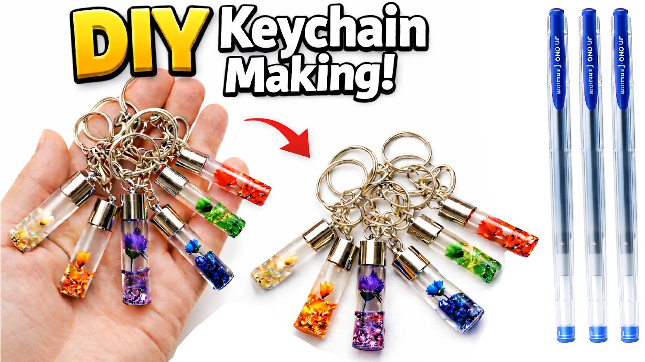DIY Glitter Pen Keychain From Waste |Amazing Pen Decoration Idea | Handmade Gift |DIY Pen Decoration