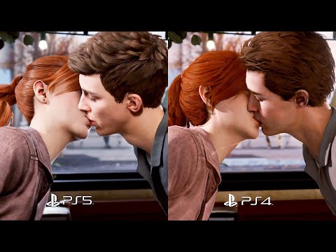 Younger Peter and MJ Kissing Scenes PS5 vs PS4 in Spider Man Remastered