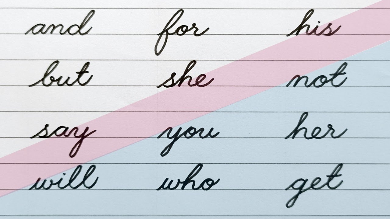 Cursive Writing Practice / 50 most common written words in English ...