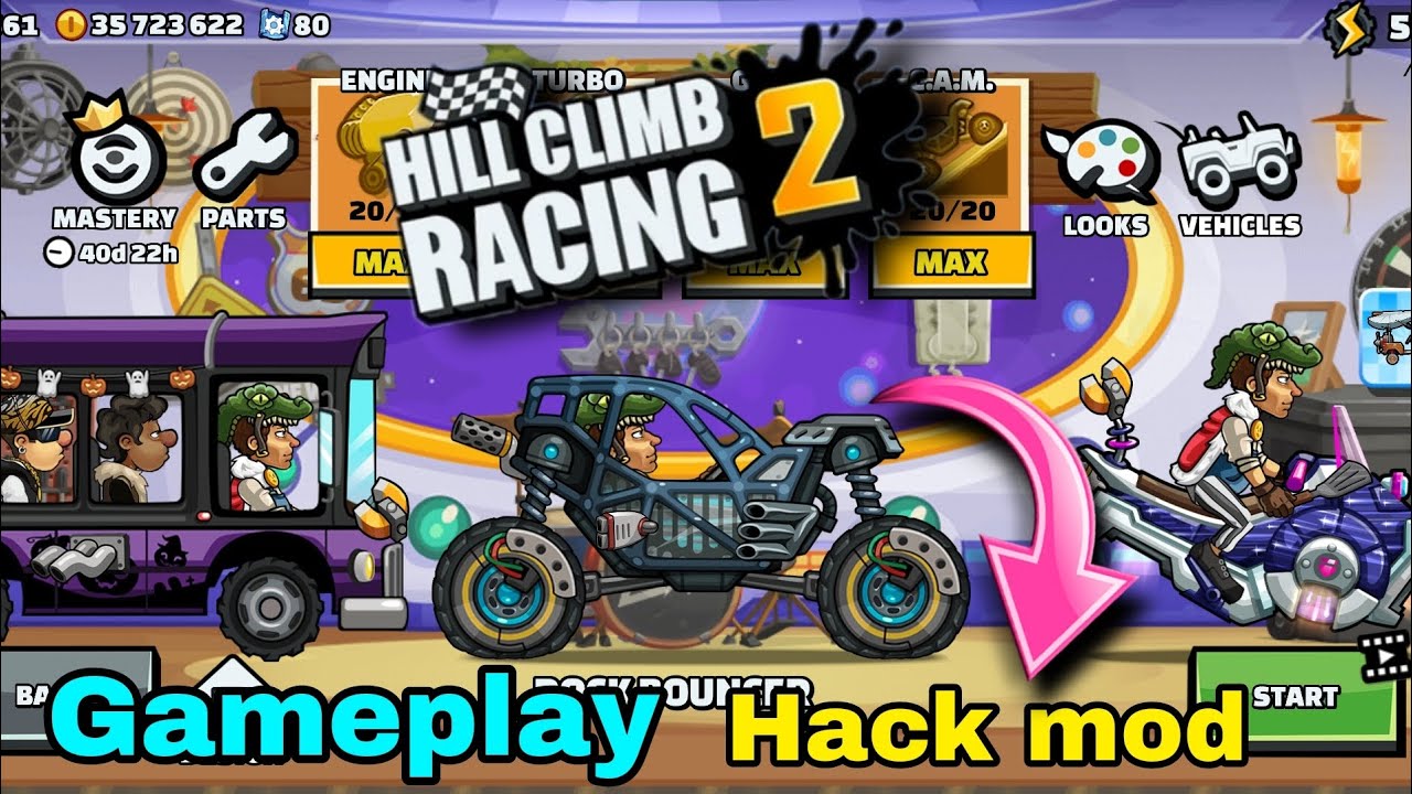 Rock Bouner vehicle hack mod apk gameplay for hill climb