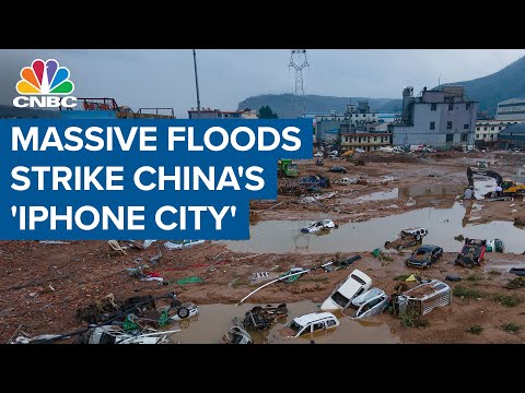 Massive floods strike China's 'iPhone City' after heaviest rains in 1,000 years