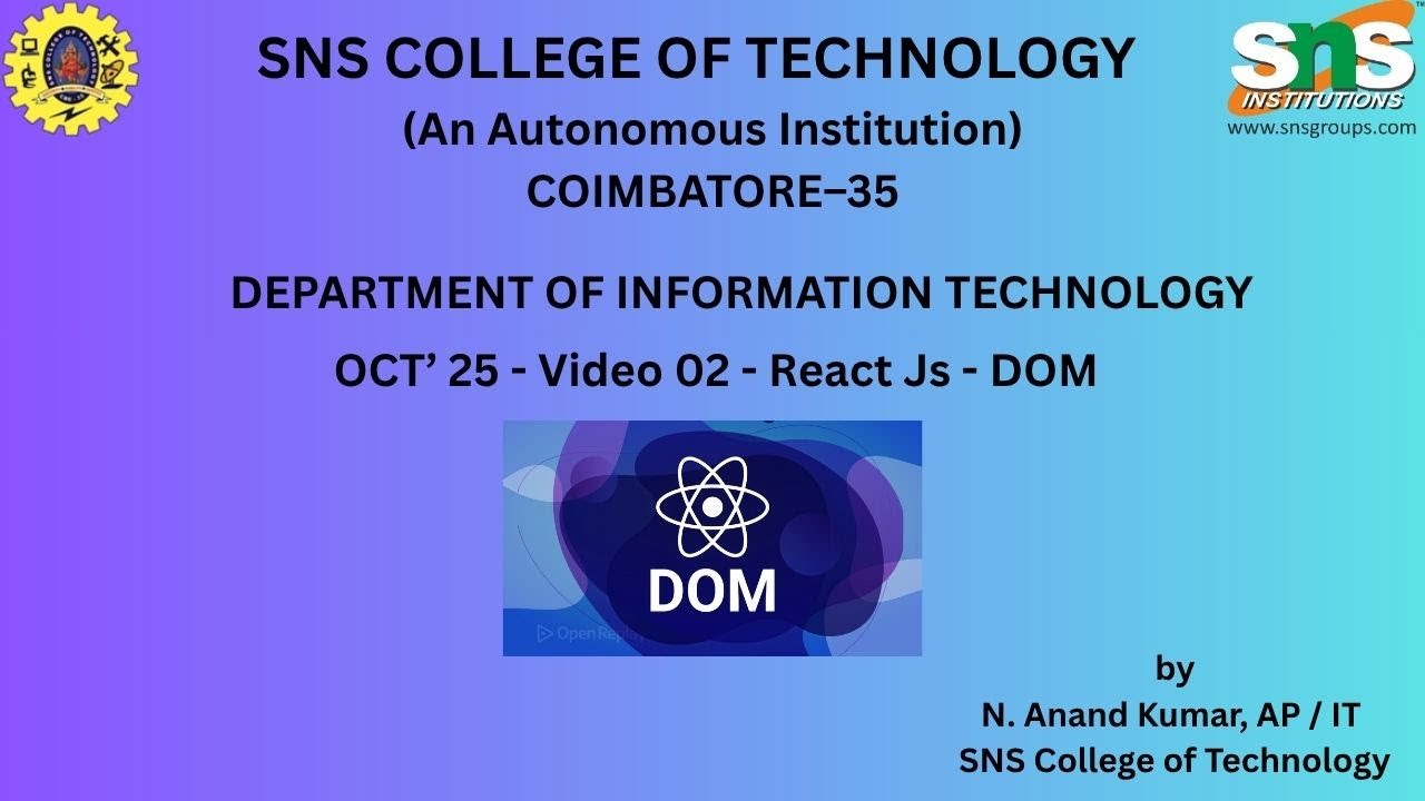 React JS - DOM | Web Technology | SNS Institutions - YouTube