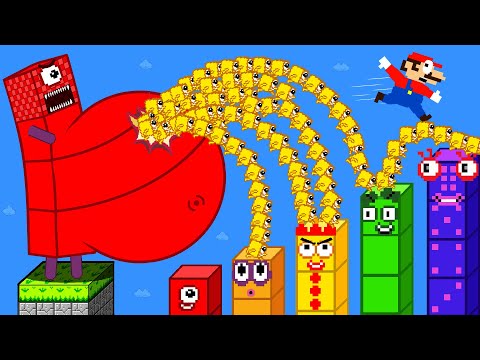 Mario Escape vs the Giant Numberblocks Pregnant Mix Level Up Maze #2 | Game Animation