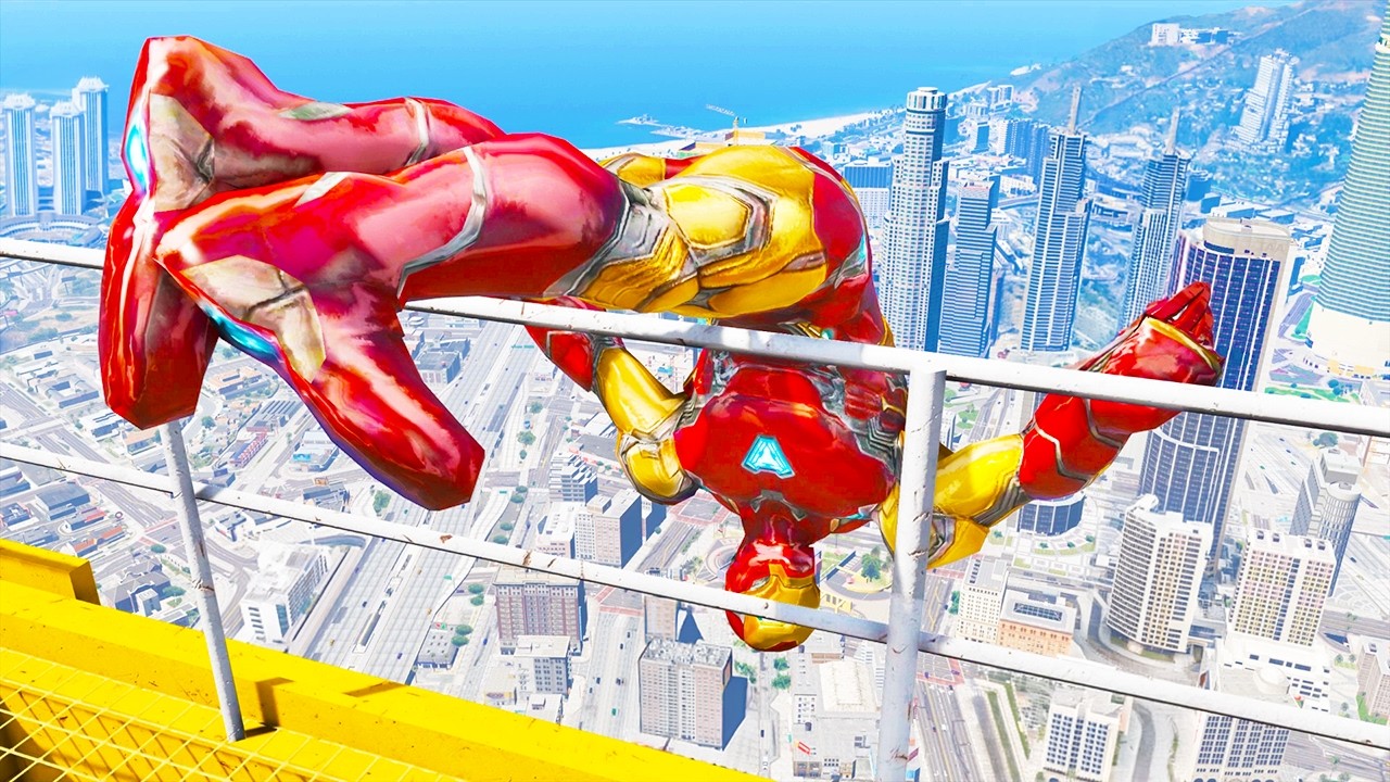 IRON MAN CRAZY JUMPS/FALLS #3 (Iron Man Suit GTA 5 Gameplay)