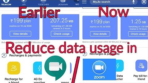 How to reduce data usage in Google meet / zoom.