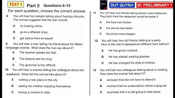 B1 PRELIMINARY 1 - TEST 1-PART 2 #pet2020 #b1preliminary1 #pet2020test1part2