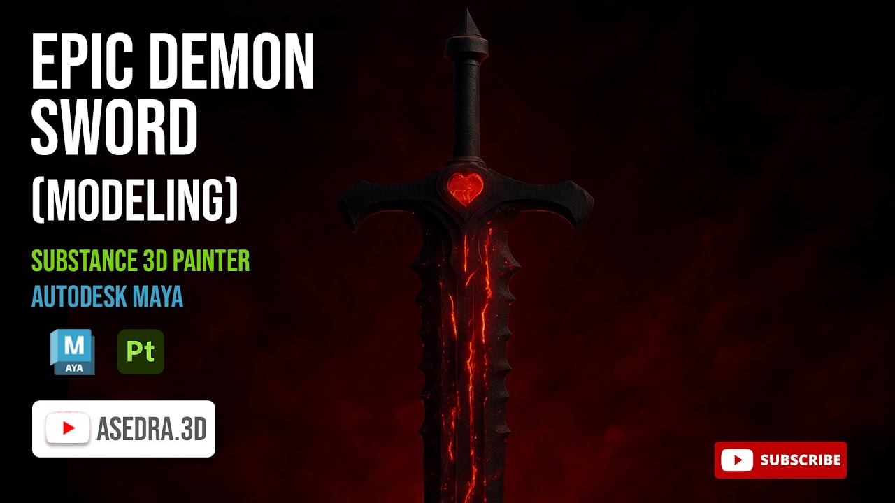 Epic Demon Sword Modeling in Maya|Dark Fantasy3D Workflow