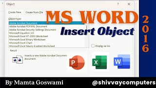 Insert Object in MS Word | Add Files, Excel & More