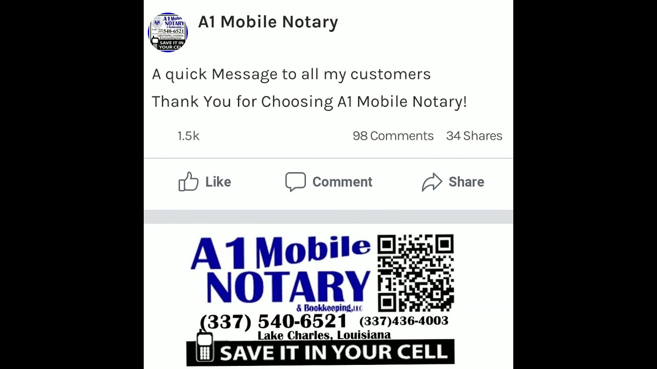 A1 Mobile Notary, Lake Charles LA, Notary Near Me