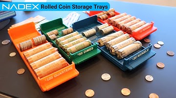Rolled Coin Storage Organizer Trays for Loose or wrapped Coins | Quarters, Dimes, Nickels, + Pennies