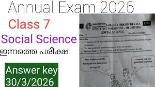 Class 7 Social Science Annual Exam 2026 question paper with answers