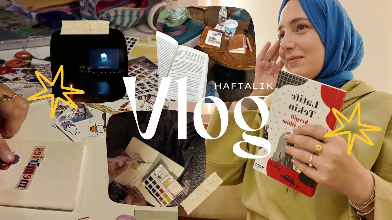 Haftalık vlog || kitap buluşması 🎀, defter kapaklarını süsledim, suluboya çizimim, izlediklerim 🌟