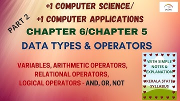 +1COMPUTER APPLICATIONS|+1COMPUTER SCIENCE|ONLINE |MALAYALAM|DATA TYPES & OPERATORS|CHAPTER6