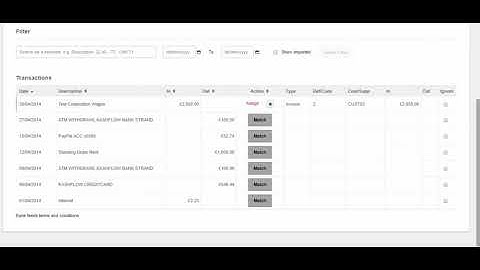 3) Kashflow: Match downloaded bank transactions