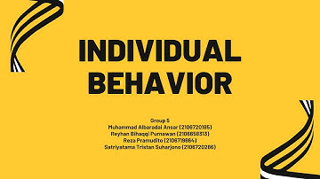 Introduction to Management - Chapter 15 Individual Behavior -  Group 5
