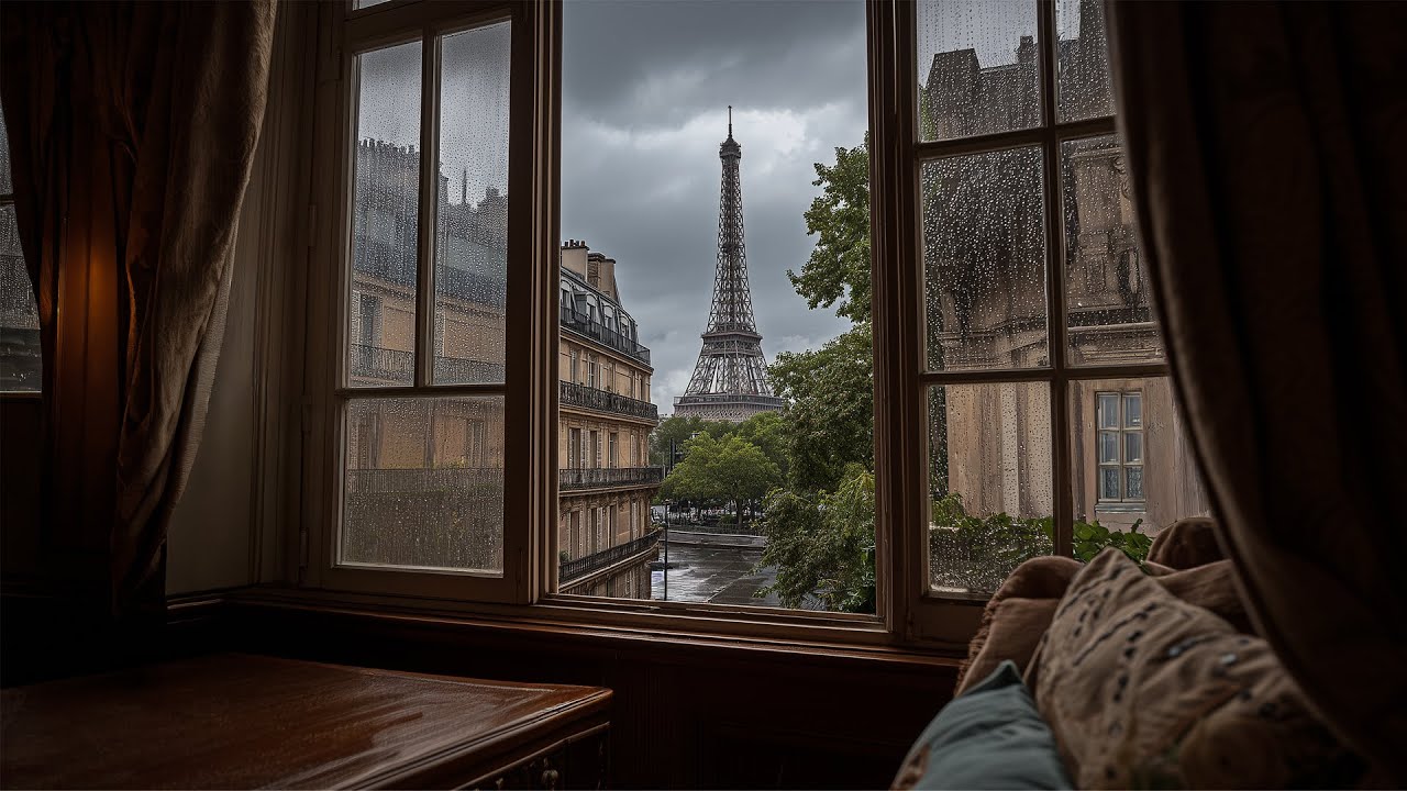 Calm Summer Rain In Paris🌧️ Rain Ambience For Reading, Sleeping, Etc.