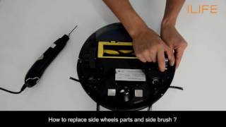 How to replace side wheels parts and side brush | ILIFE A4s Robot Vacuum