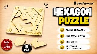 Kraftsman Hexagon Puzzle | Wooden Brain Teaser Puzzle | IQ & Logic Challenge by @ikraftsman screenshot 1