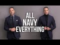 5 Navy Suit Monochrome Outfit Ideas | Menswear Monochromatic Outfits Lookbook