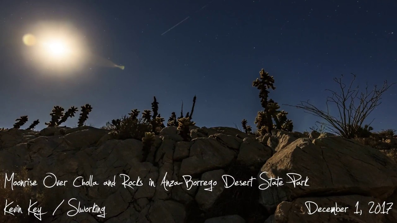 Moon Over Cholla and Rocks In Anza-Borrego Desert State Park - YouTube