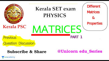 Kerala SET PHYSICS Exam | Matrix - Part 1| Previous Questions
