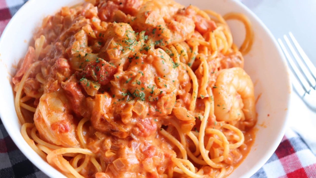 Pâte à la crème aux tomates et crevette YouTube