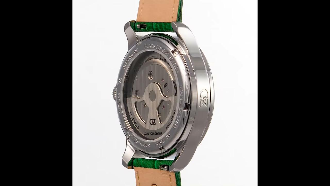 Carl von Zeyten Freudenstadt Automatic Open-Heart Sapphire Green CVZ0043GR  Zegarek / Watch 360 - YouTube