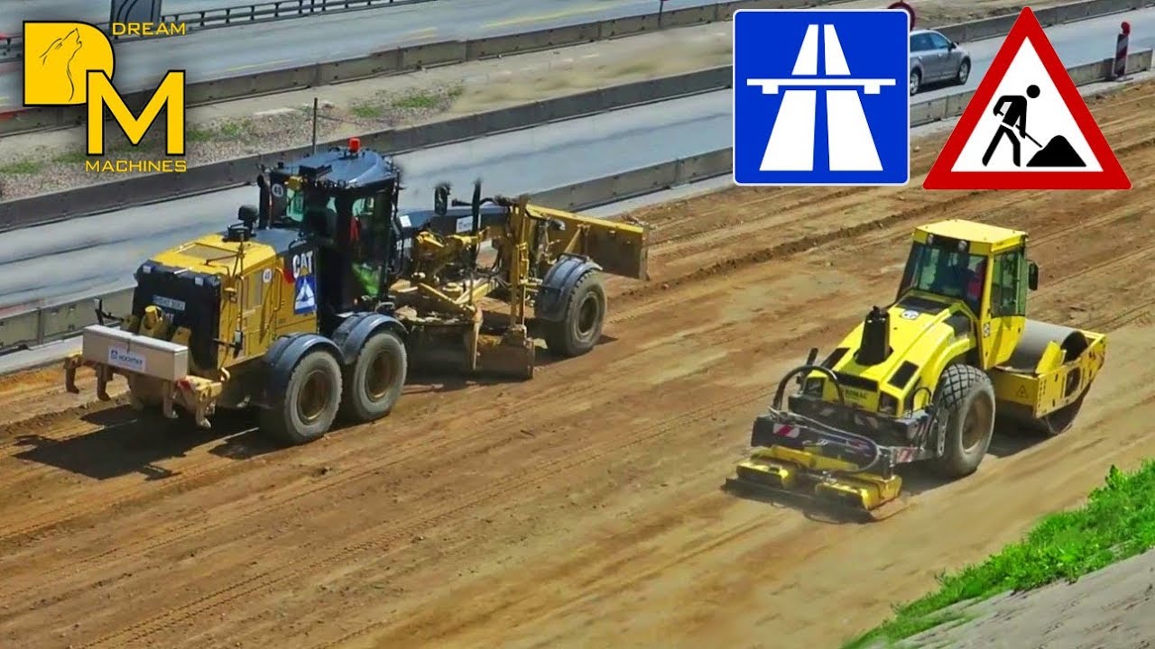 CATERPILLAR 120M GRADER BAUSTELLE XXL MEGA AUTOBAHN BAUSTELLE DOKU #77