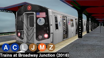 OpenBVE Virtual Railfanning: A, C, L, J, M and Z Trains at Broadway Junction (2018)