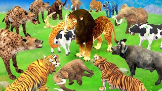 Monster Lion Mammoth vs 10 Hyenas Attack Cow Buffalo Baby Elephant Saved By Asian Elephant vs Tiger