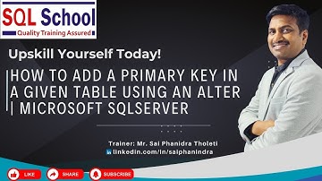 How to add a primary key in a given table using an alter | #microsoft  #sqlserver