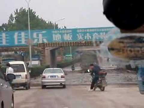 Flood in highway in Wuhan, China