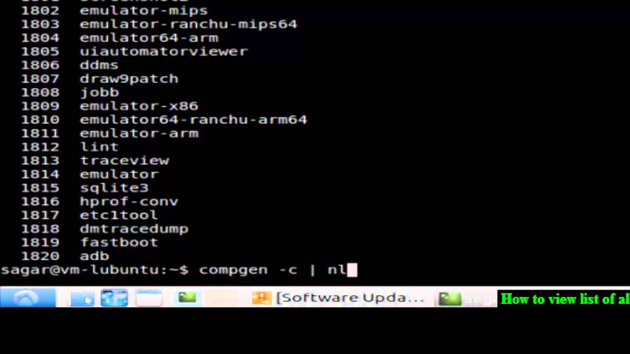 How to view list of all commands in Gentoo Linux