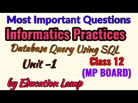 Informatics Practices Class12 Important Questions Unit-1 Database Query ...